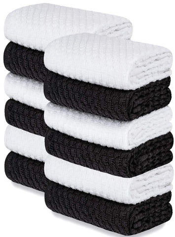 Wealuxe toallas de cocina doby negro y blanco para secar platos con absorción eficiente.