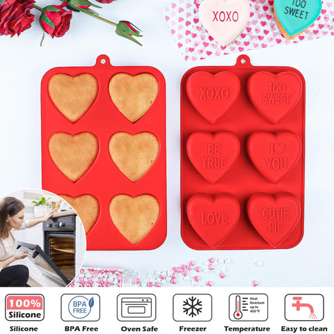 Conjunto Webake de moldes de silicona con corazones para hornear.