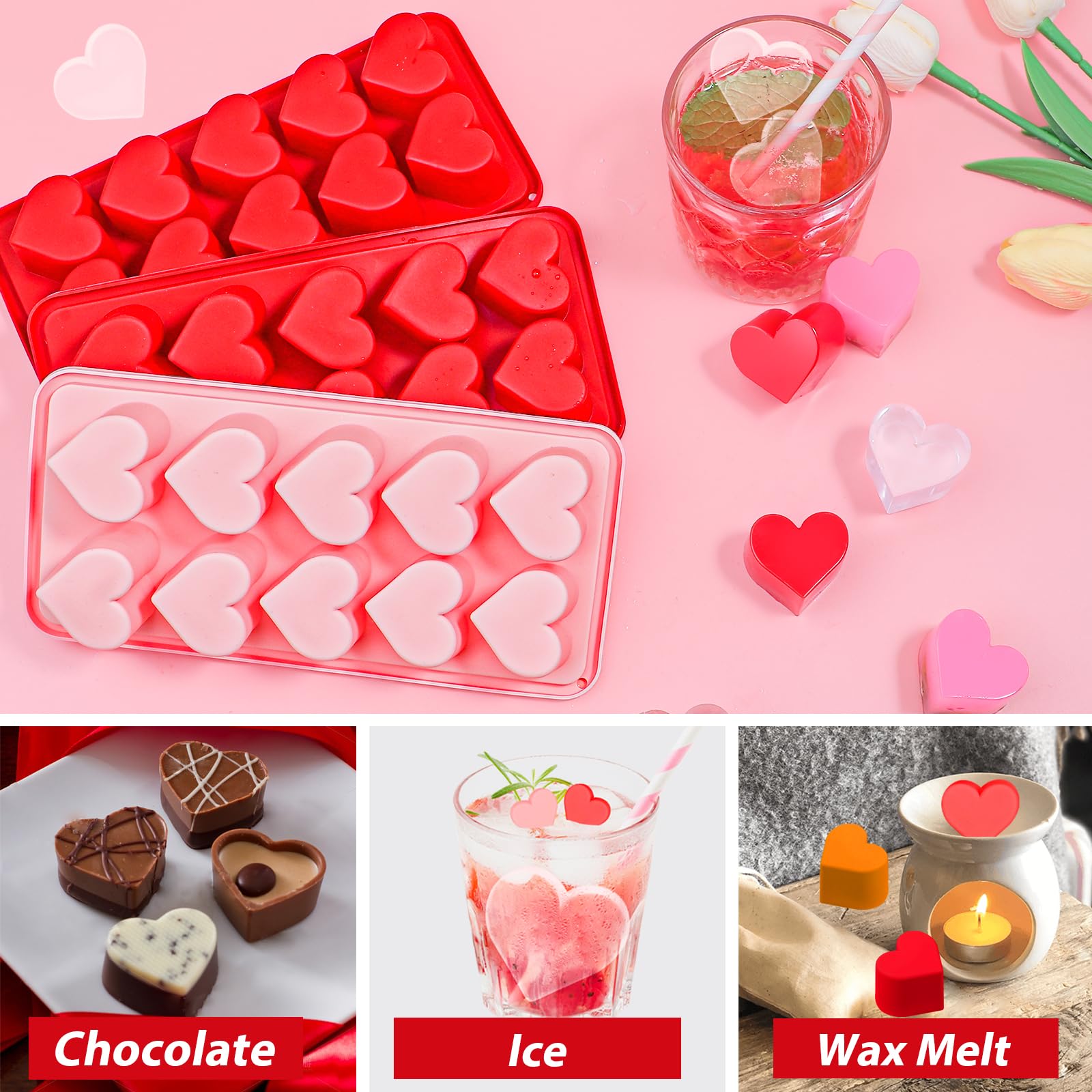 Webake molde para chocolate en forma de corazón, silicona segura y flexible.