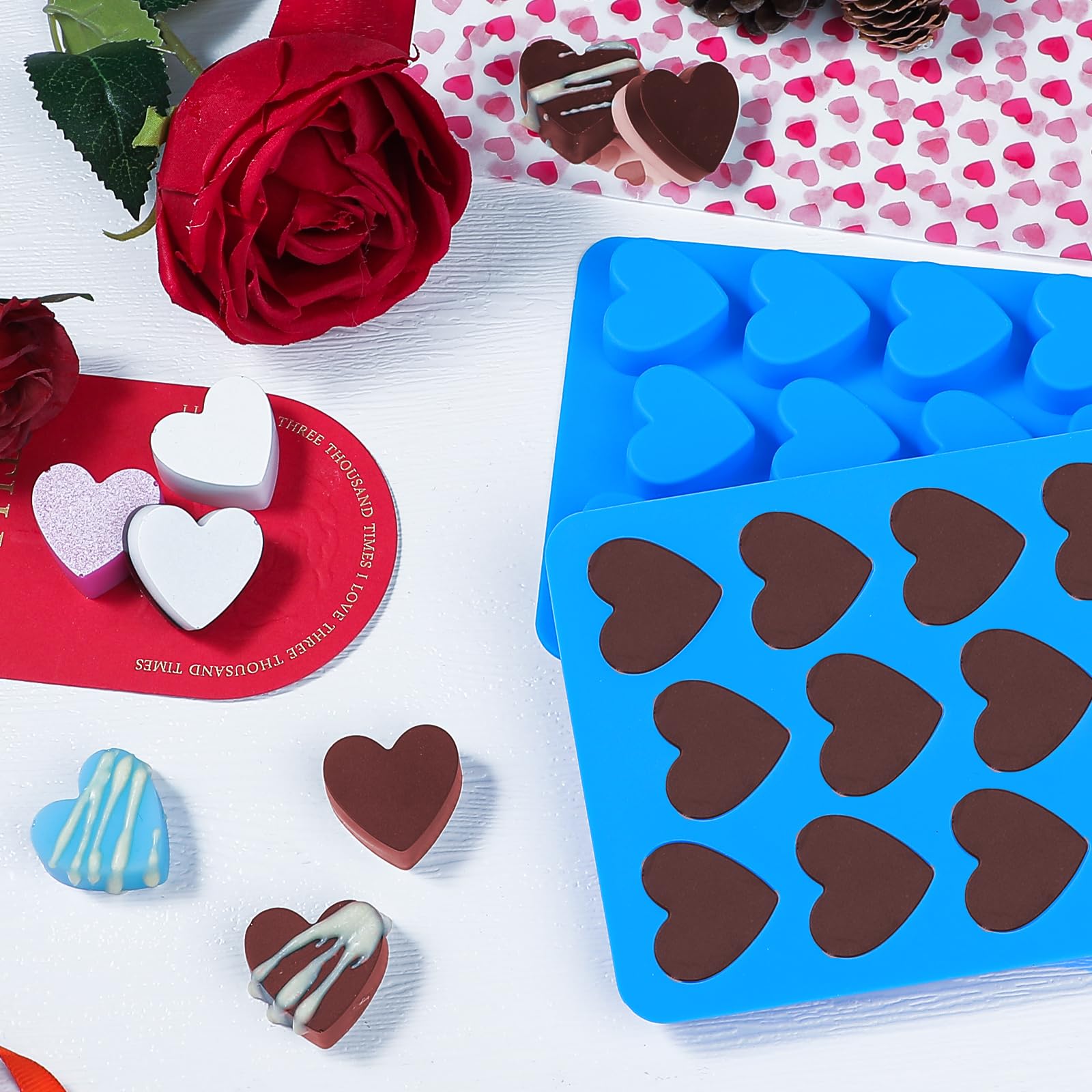 Webake Corazón Silicona almacenamiento, molde reutilizable y compacto