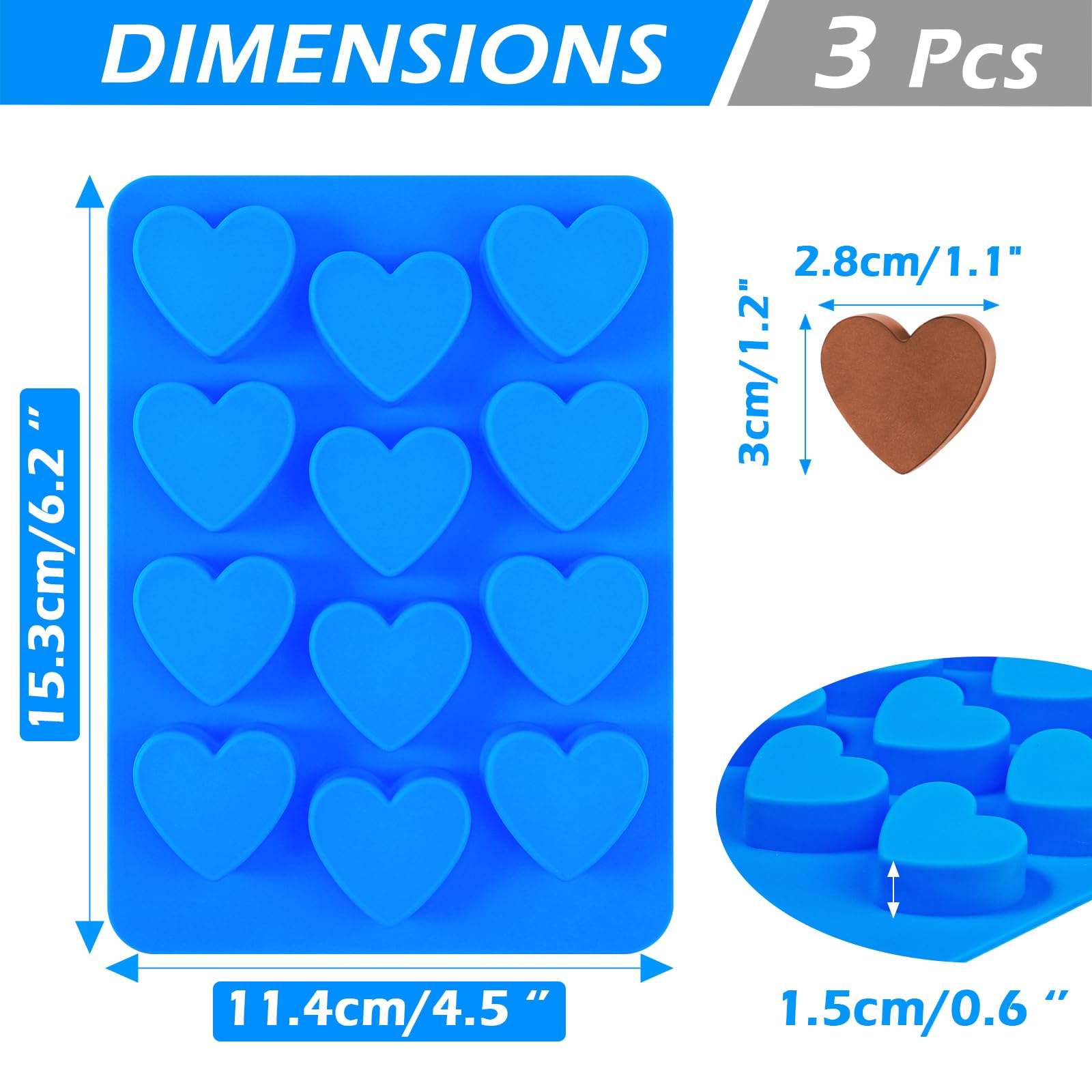 Webake Corazón Silicona desmolde fácil, molde flexible para repostería