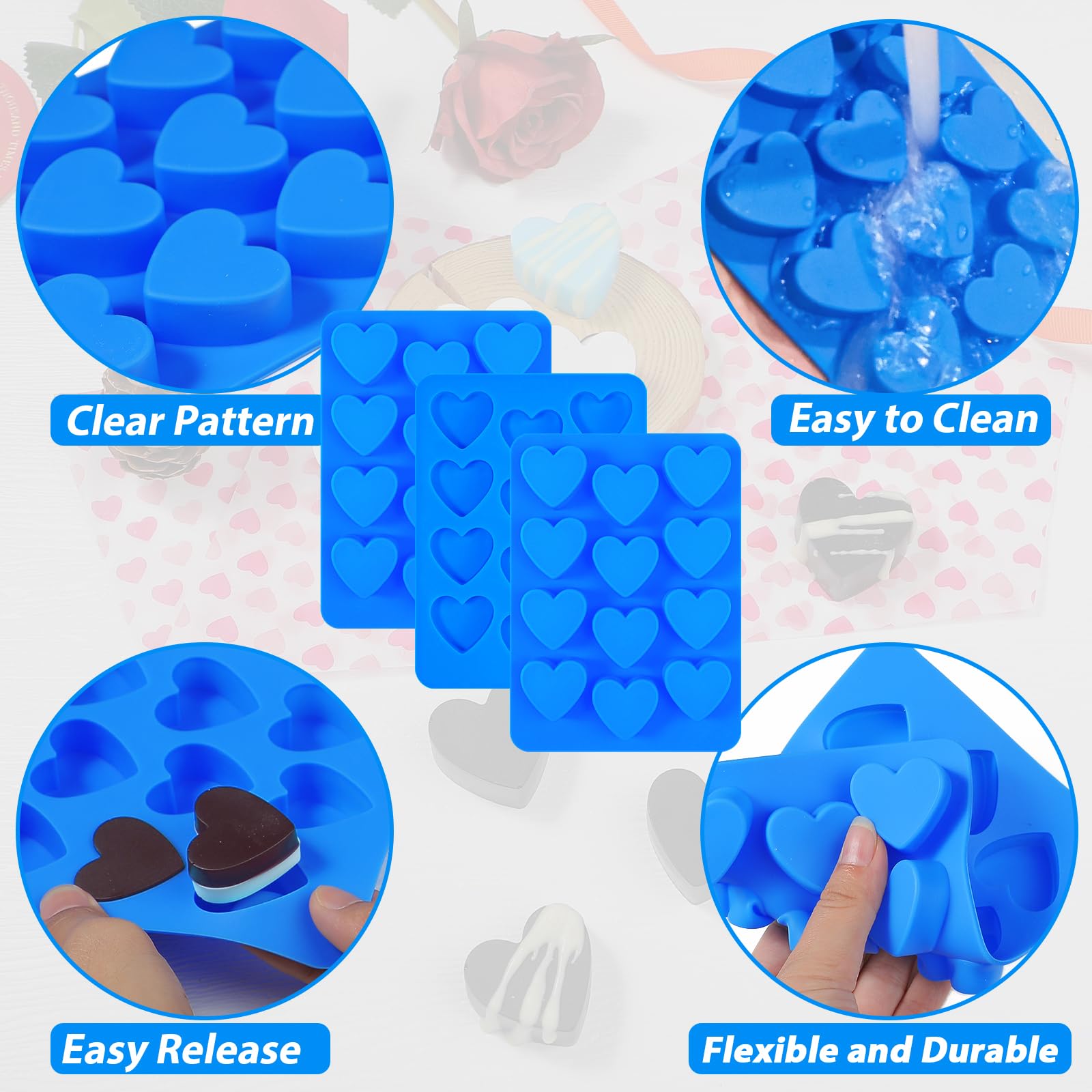 Webake Corazón Silicona usos múltiples para chocolate, caramelos y fudge