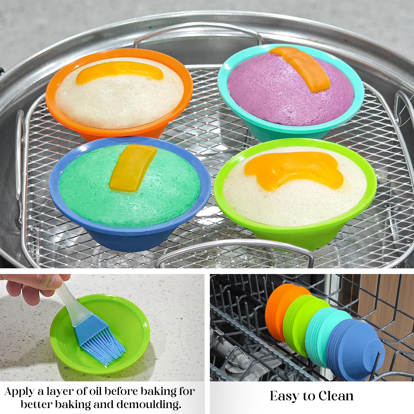Webake fácil desmolde con silicona para puto, limpieza rápida.
