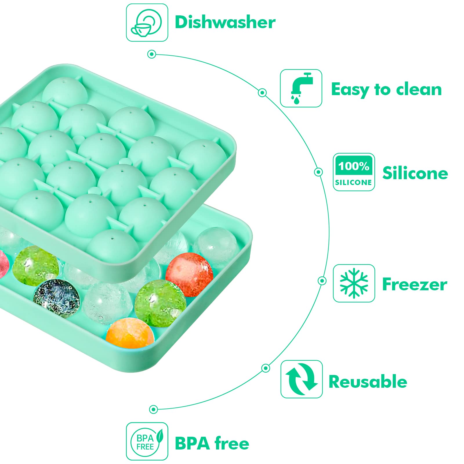 Webake esferas de hielo de 1-1 pulgadas listas para cócteles.