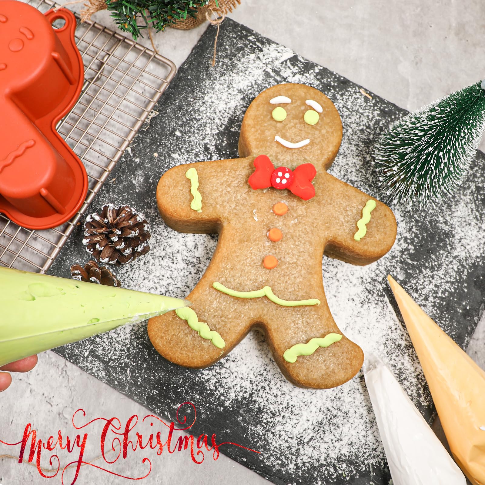 Webake molde hombre jengibre color marrón brillante, ideal para Navidad.