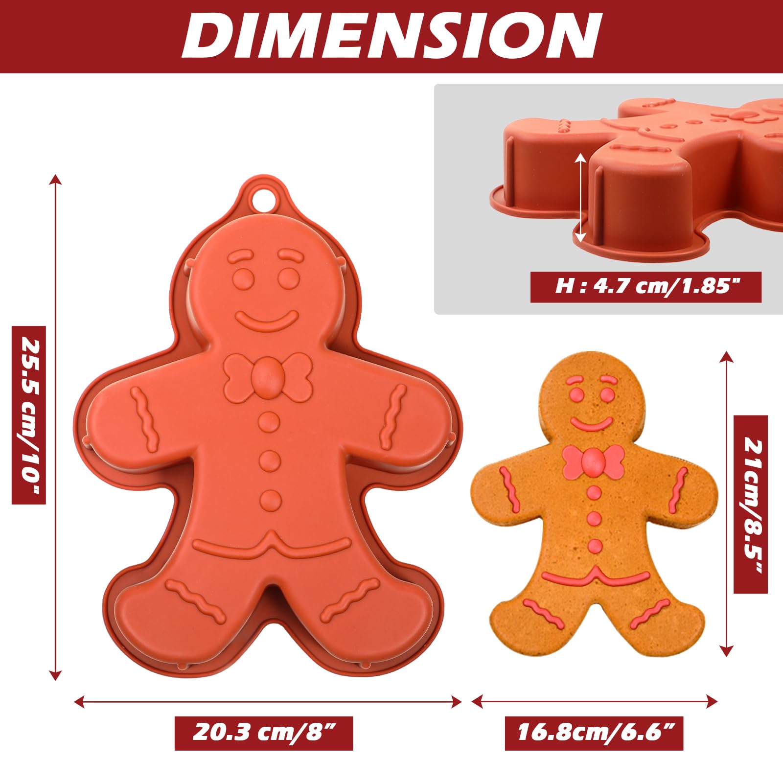 Webake molde hombre jengibre, primer plano de borde reforzado para desmoldar fácilmente.