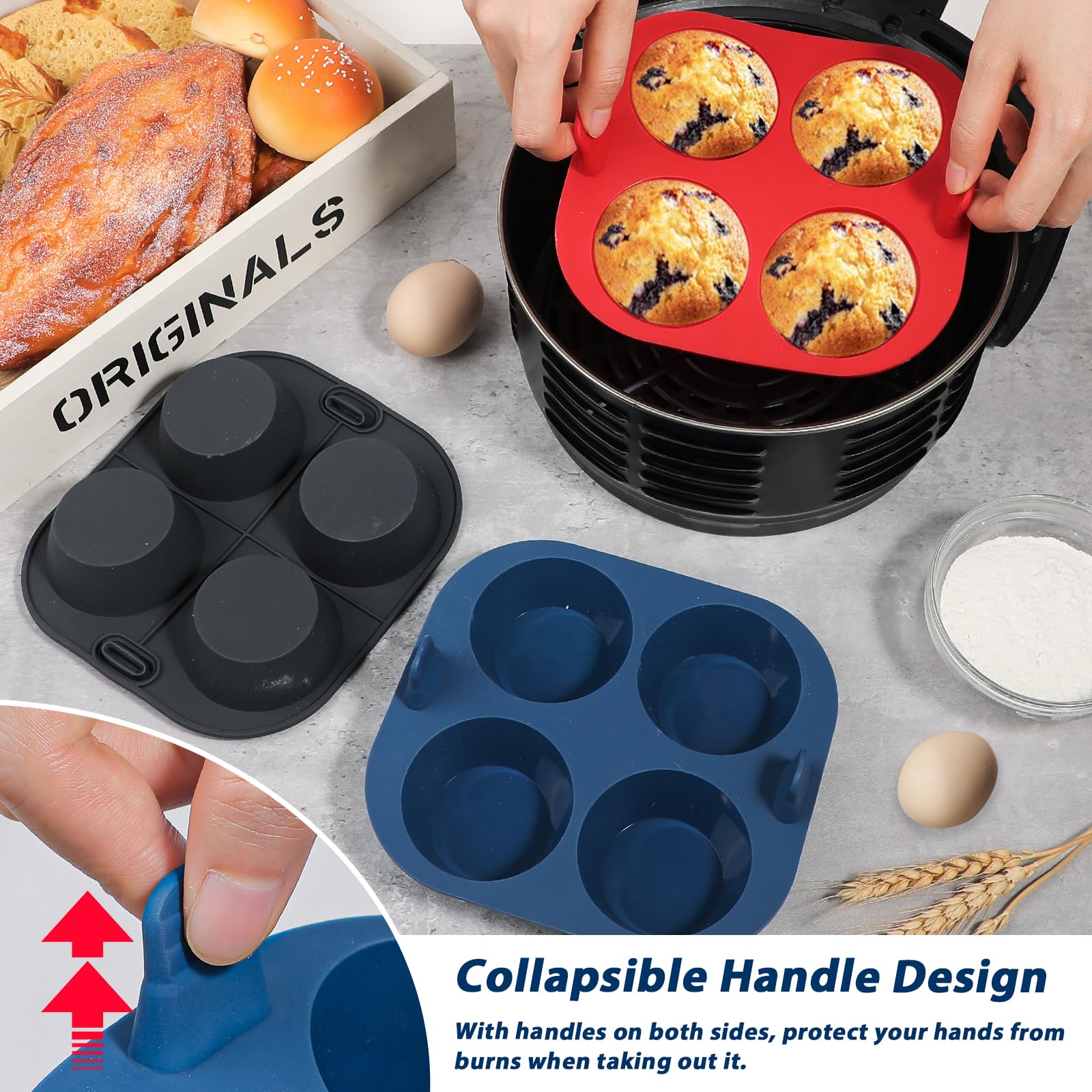 Webake molde silicona con manijas colapsables para mayor seguridad