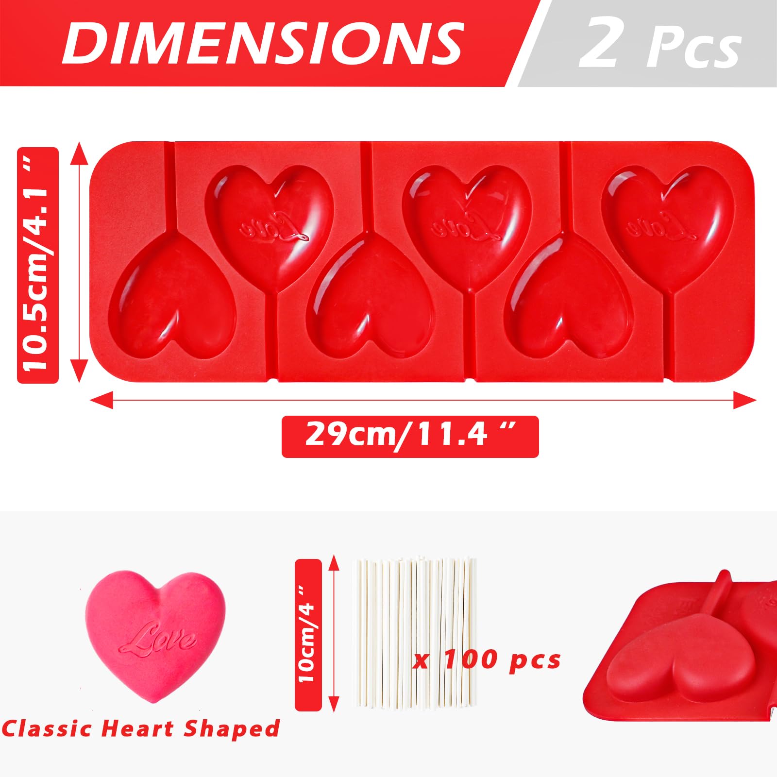 Webake moldes silicona corazón con dos patrones para variedad en repostería.
