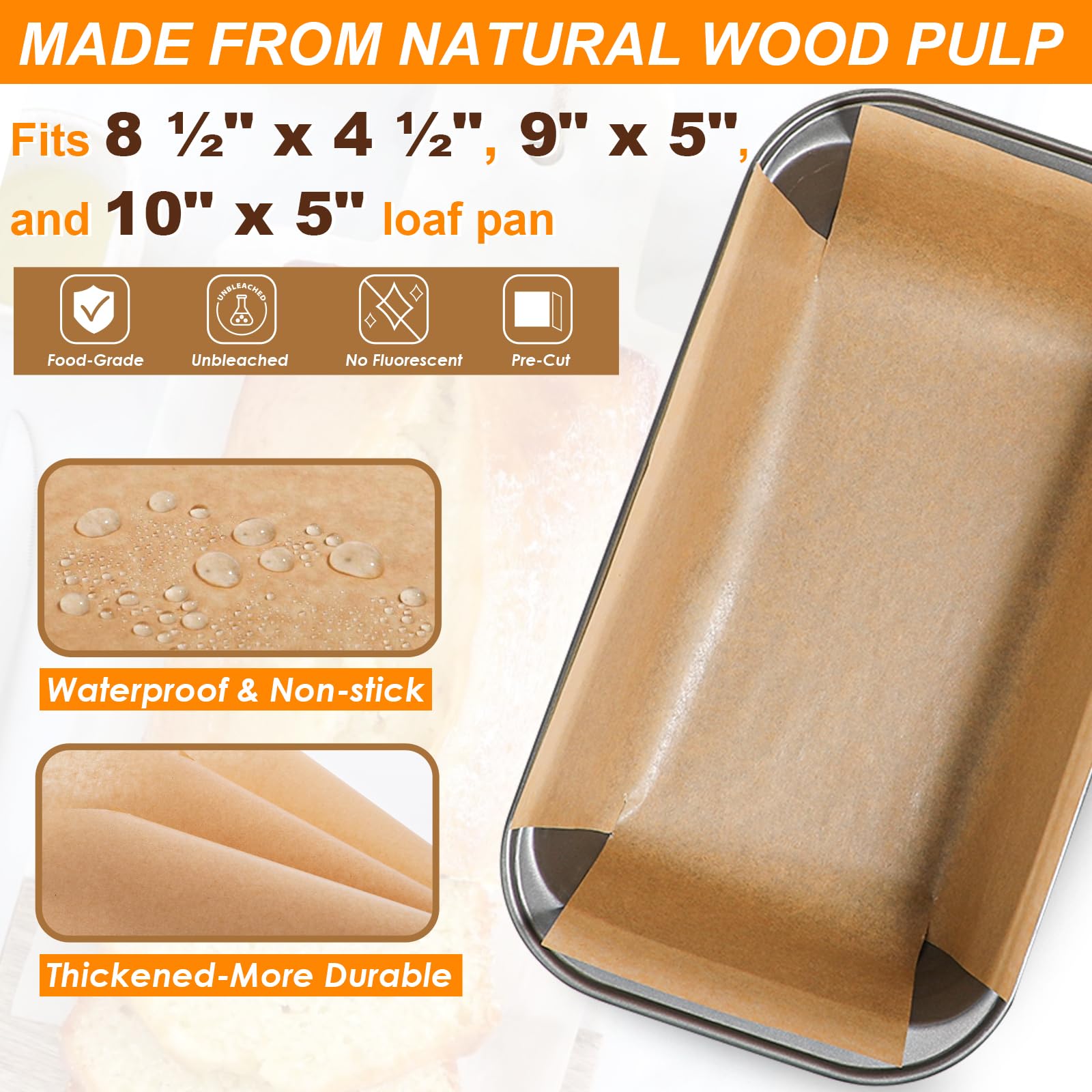 Webake pergamino para molde 8.5x4.5, ajuste perfecto.