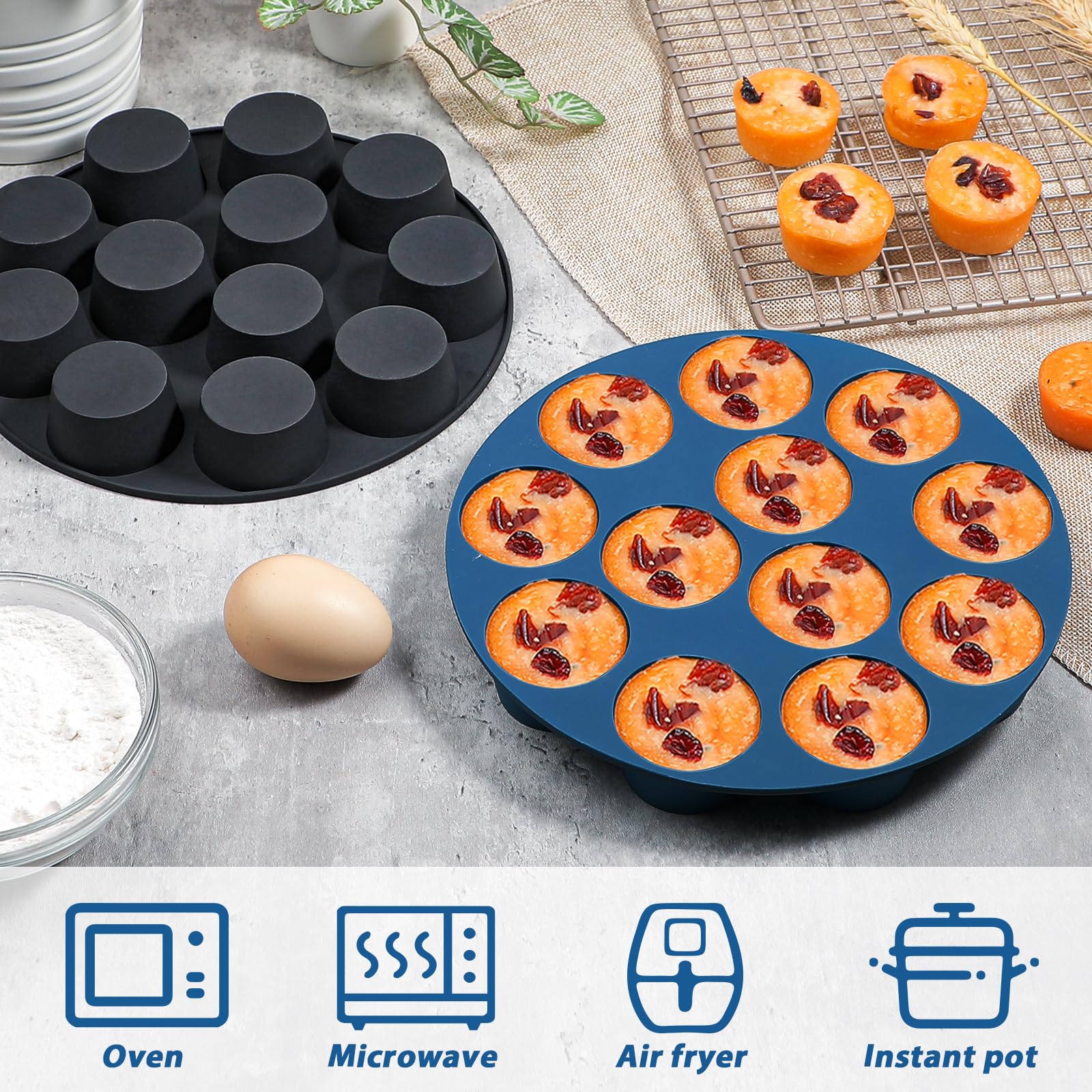 Webake rango de temperatura 40F-446F, apto para horno, microondas y freidora de aire.