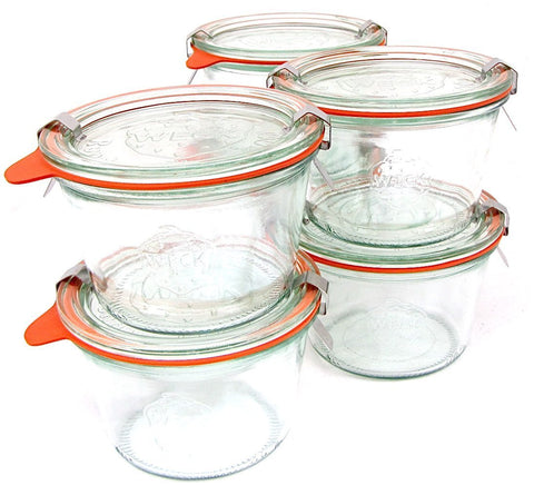 Weck 741: frasco de 0,25 L con tapa de vidrio para almacenamiento seguro.