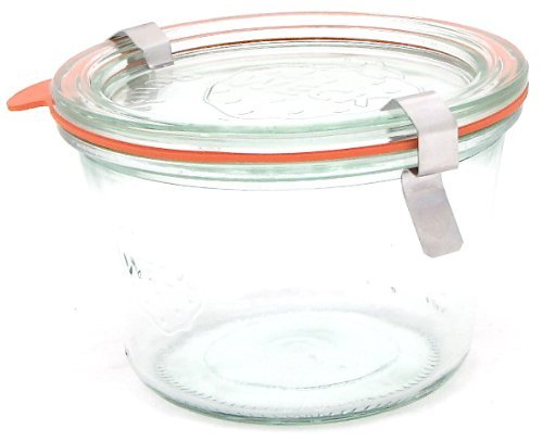 Weck 741: tapas de vidrio resistentes para conservar jugos y alimentos sin óxido.