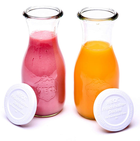 WECK 764: jarra de jugo de vidrio, ideal para servir zumos frescos en desayunos.