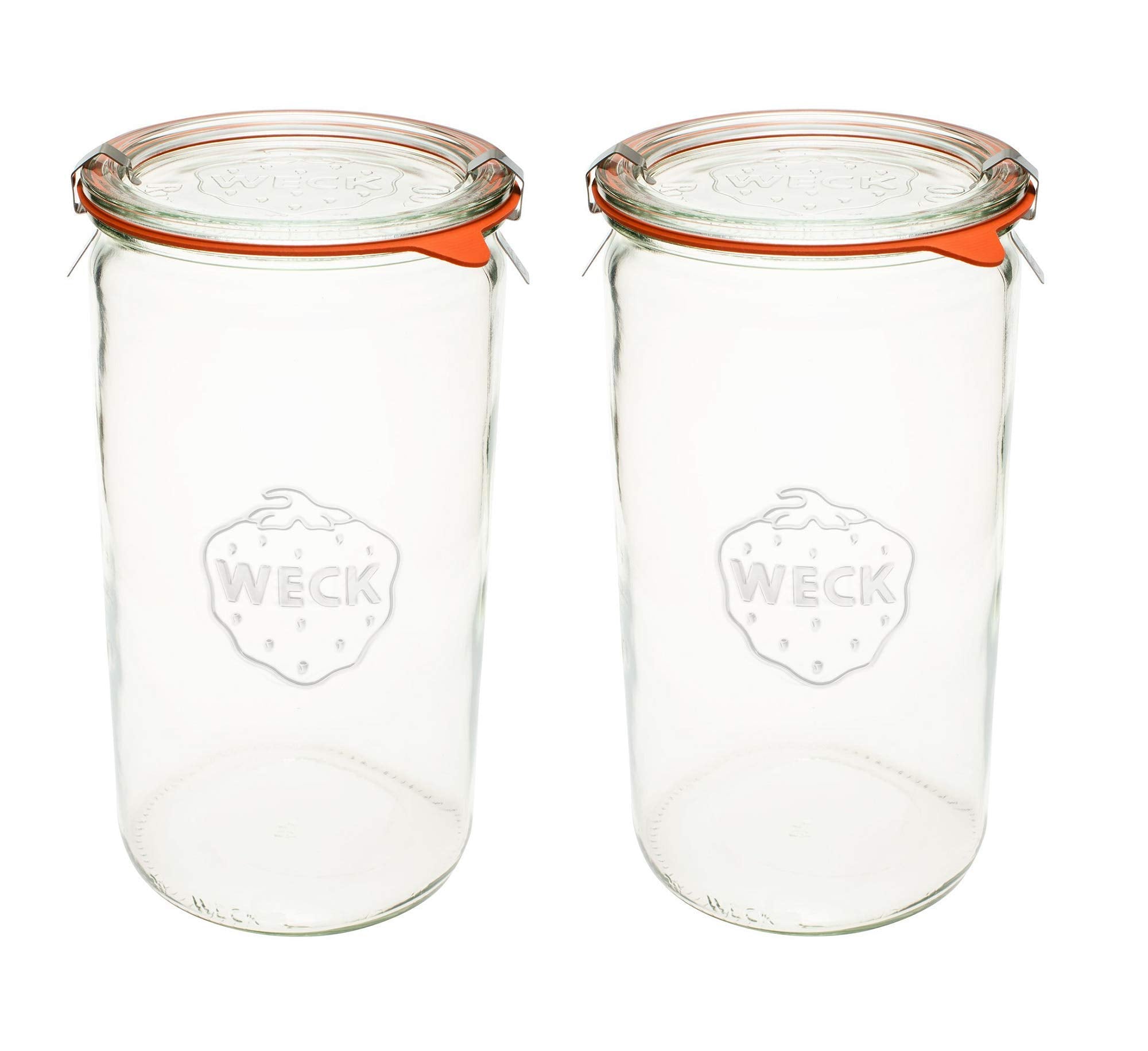 Frascos WECK de vidrio transparentes con cierre hermético para conservar alimentos.