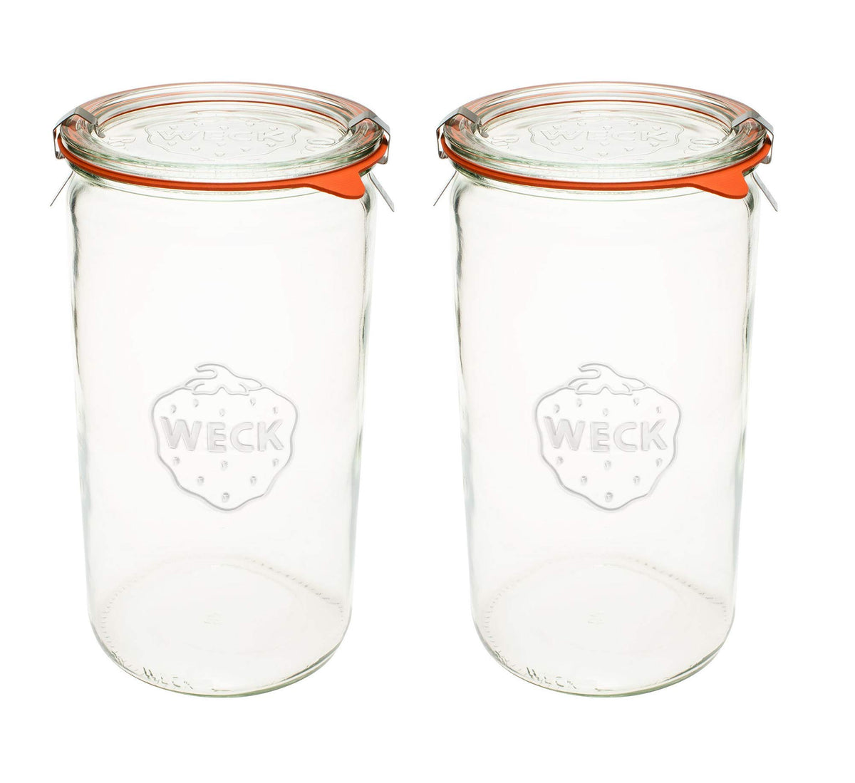 Frascos WECK de vidrio transparentes con cierre hermético para conservar alimentos.