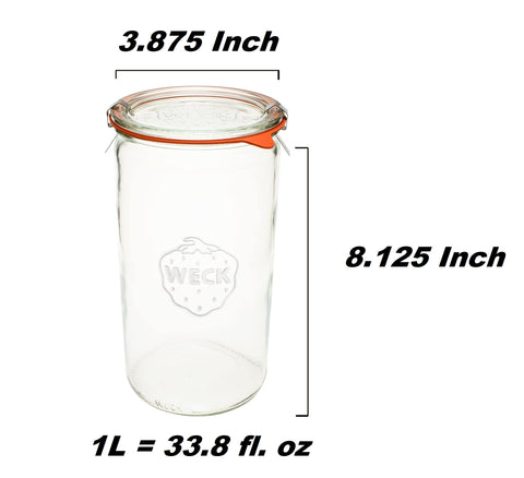 WECK 974 con tapa hermética de vidrio para sellar envases.