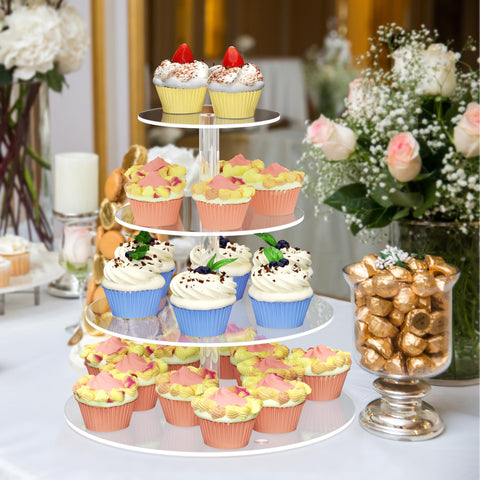 Expositor-postres acrílico WeddingWish transparente para mesas de postres.