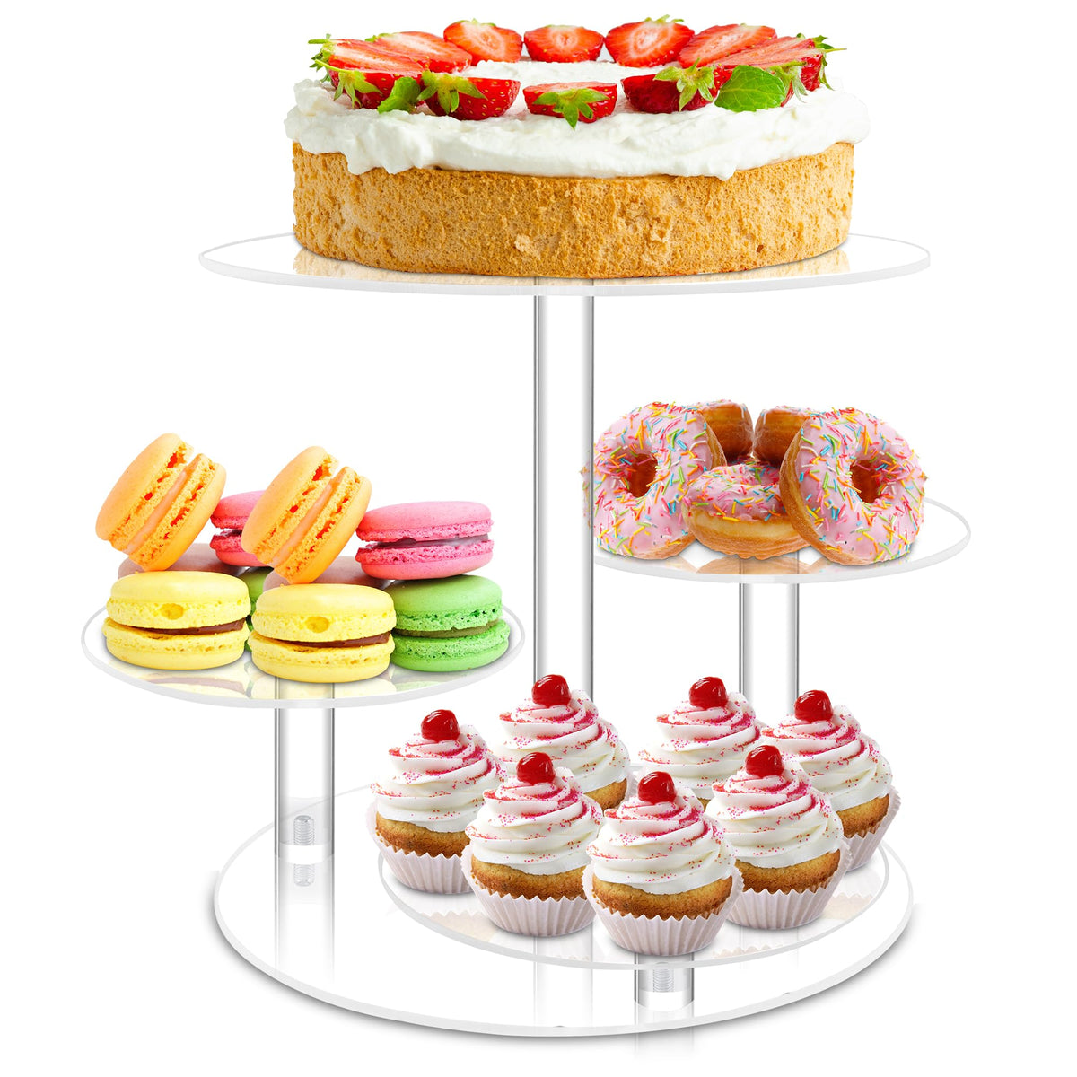 WeddingWish soporte cupcakes 4 niveles acrílico: exhibe 50 cupcakes con elegancia.