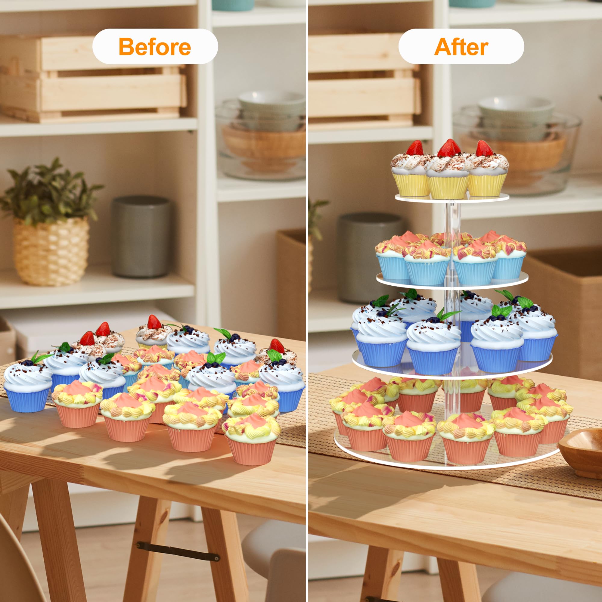 Torre-cupcakes acrílico modular WeddingWish, ideal para diferentes configuraciones.