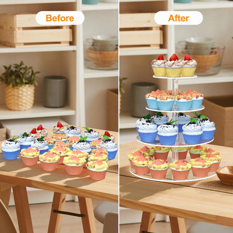 Torre-cupcakes acrílico modular WeddingWish, ideal para diferentes configuraciones.