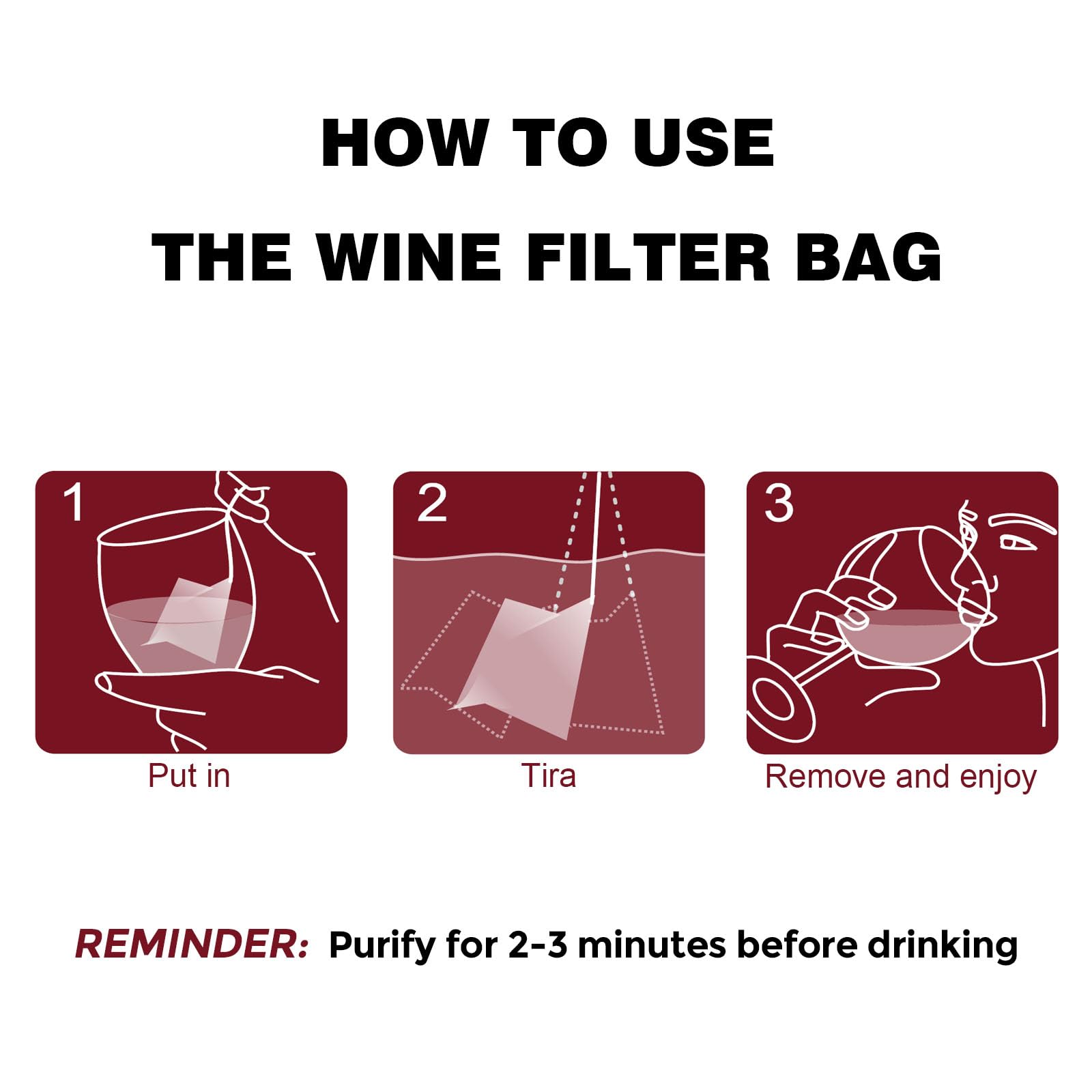 Portátil y práctico para llevar vino purificado