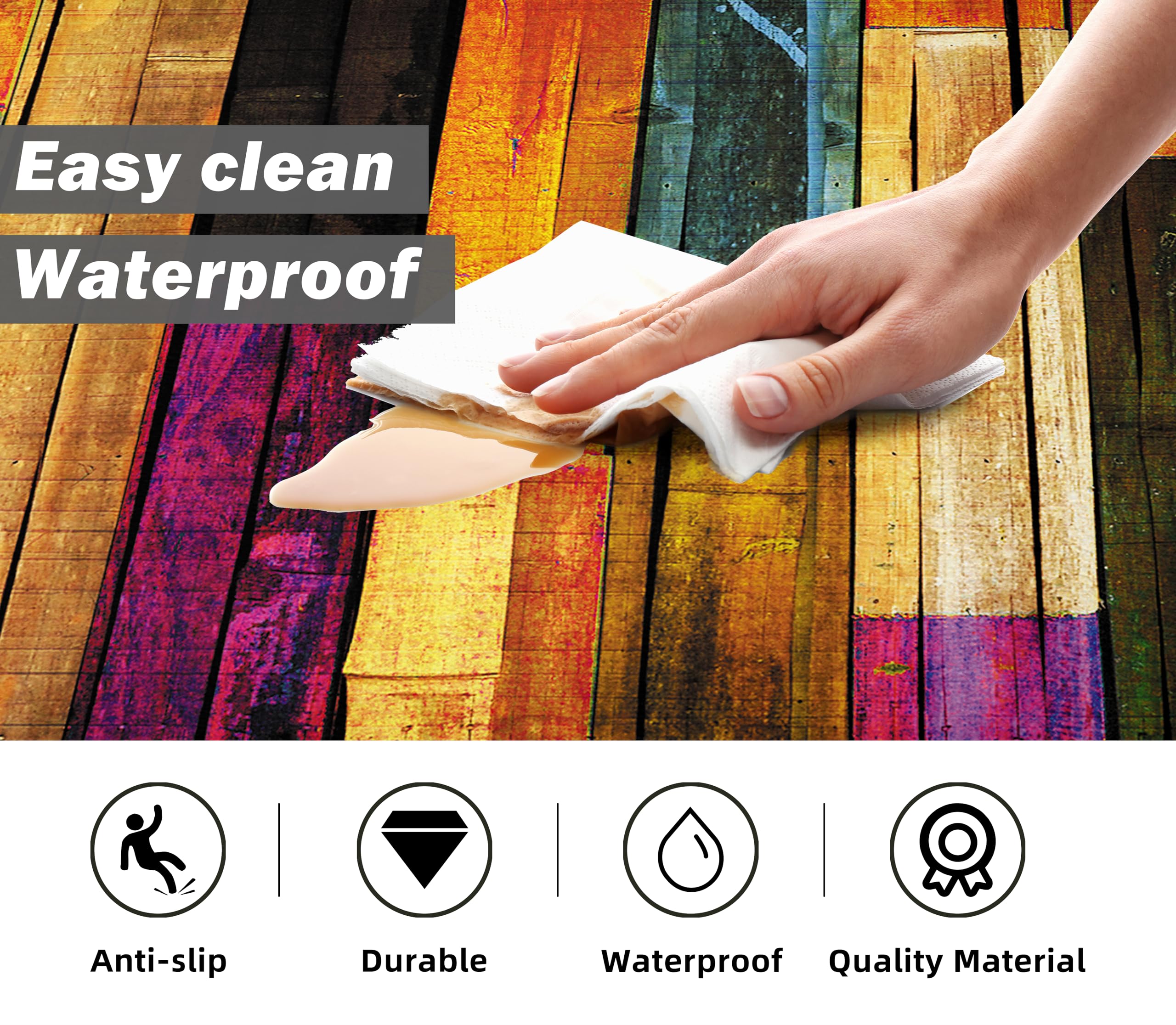 Weesire alfombra cocina diseño madera abstracta, ideal para cocinas con estilo moderno.