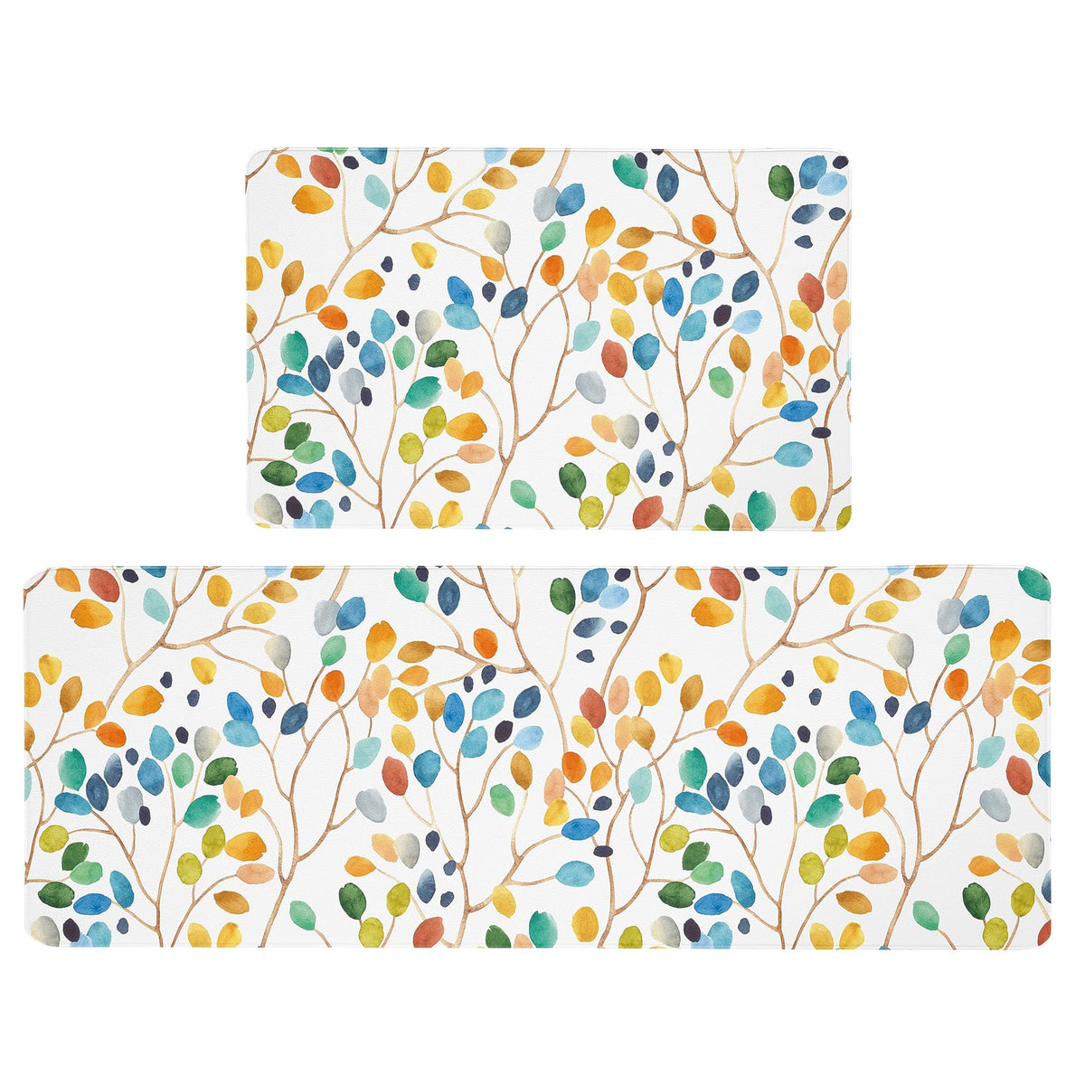 Weesire alfombra anti-fatiga para cocina con hojas florales amarillas, ideal para pies cansados al cocinar.