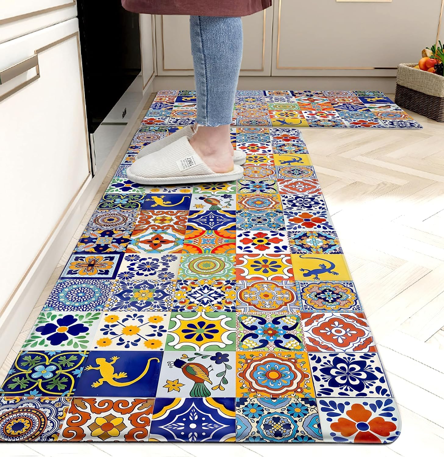 Weesire alfombra cocina boho con espuma de memoria para mayor confort al cocinar