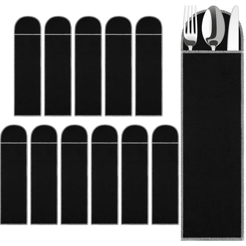 Weewooday bolsas anti-tarniz para cubiertos en terciopelo negro, protección duradera.