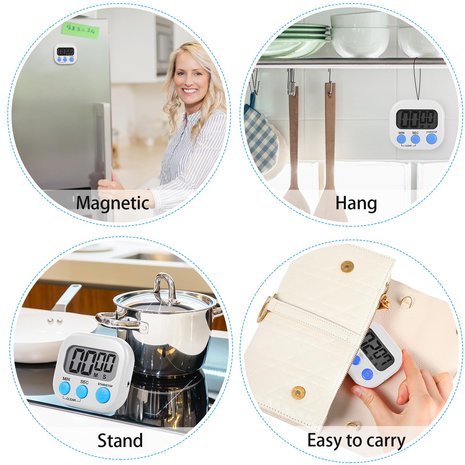 Temporizador digital con alarma fuerte de Weewooday para recordatorios sonoros.