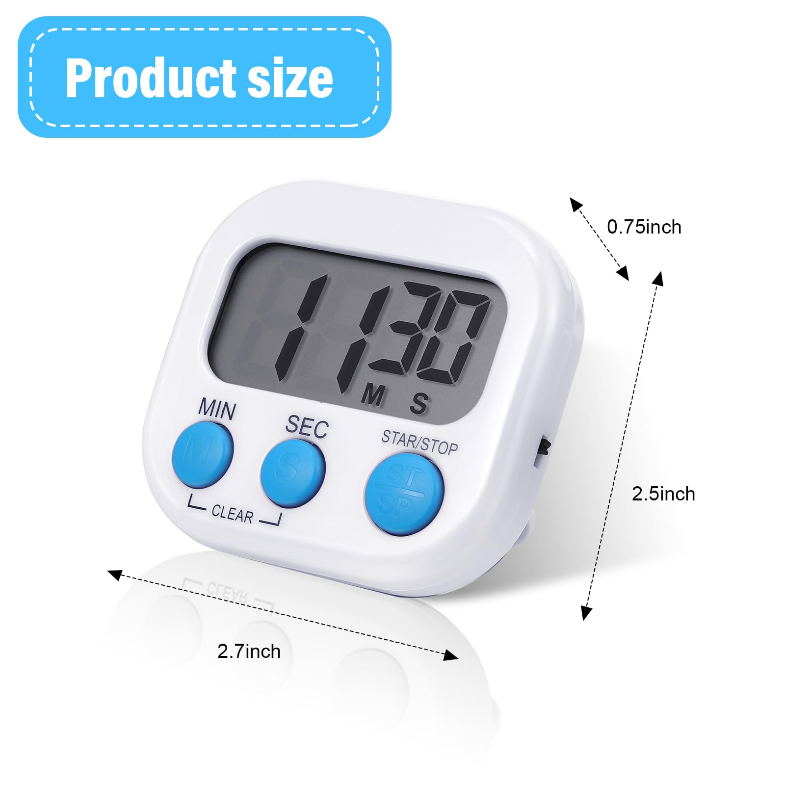 Temporizador digital magnético de Weewooday para cocina con batería AAA.