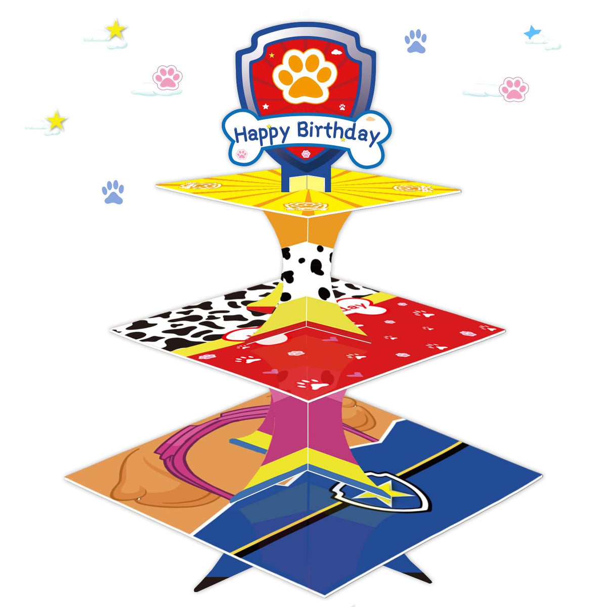 WEGYMER soporte cupcakes perro patitas tres niveles para fiestas coloridas