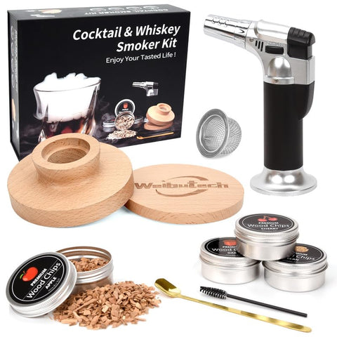 Weibutech kit fumador whisky con soplete para cocteles: experiencia ahumada en casa