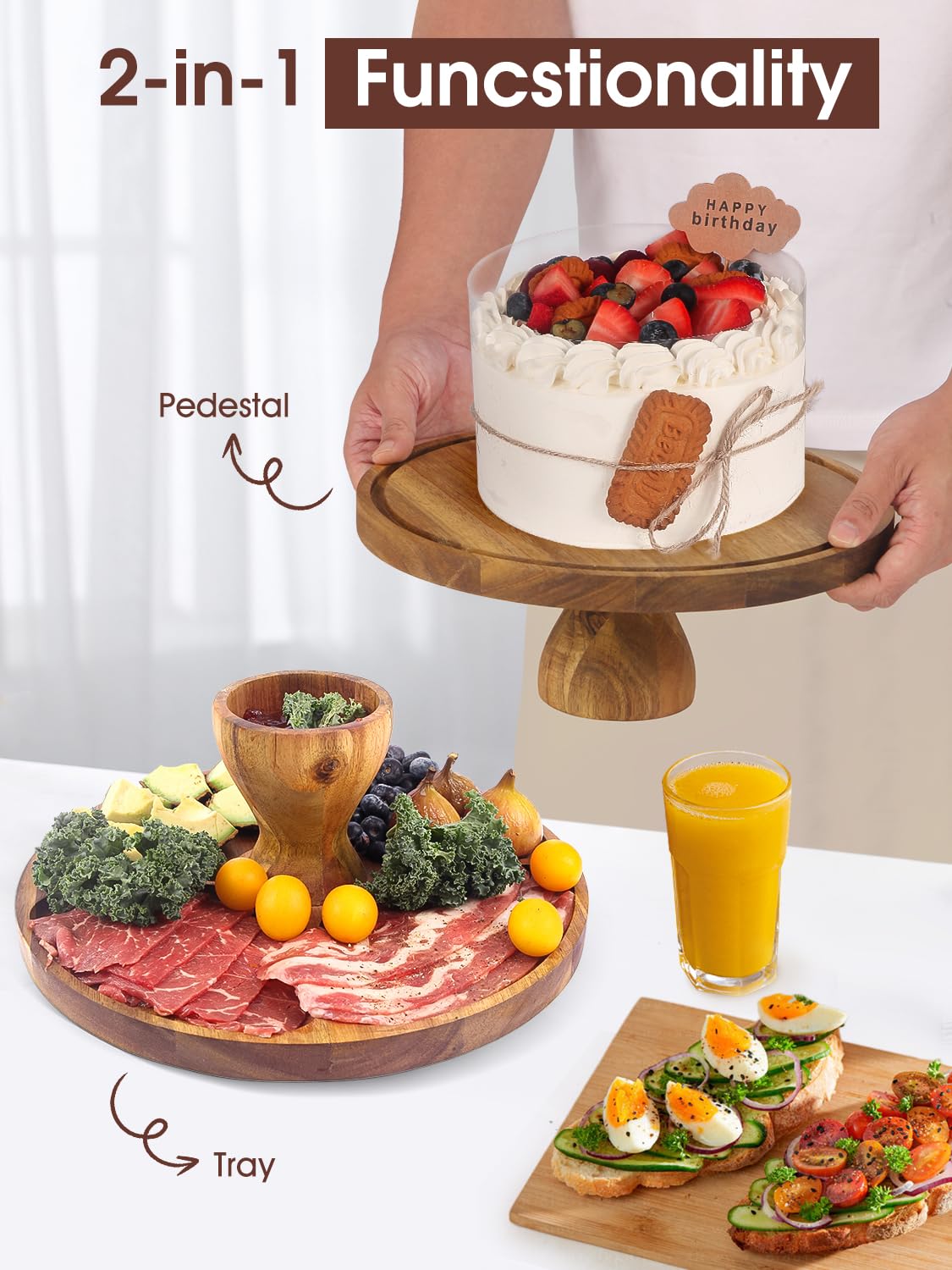 Plato 2 en 1 WEIFUTCH para snacks y postres en reuniones