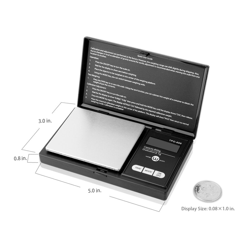 Weigh Gram controles táctiles y dígitos grandes para lectura fácil