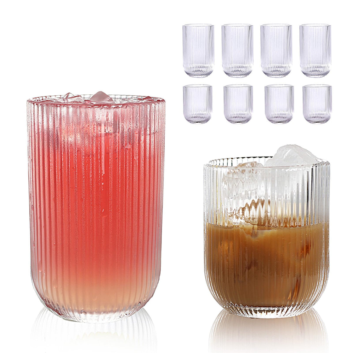Vaso alto WeirdUncle con ribete origami, agarre cómodo para bebidas largas.