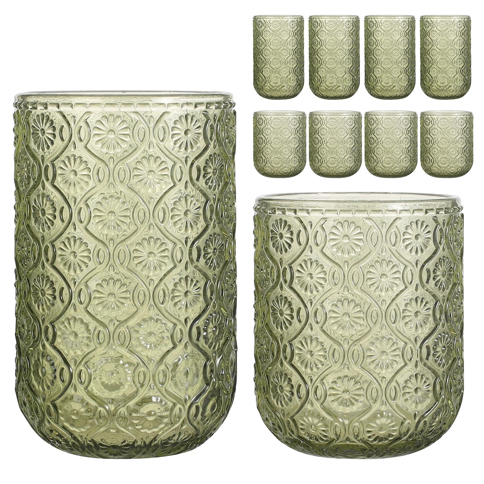WeirdUncle alto-vaso 14oz: vaso de vidrio verde begonia, ideal para cócteles.