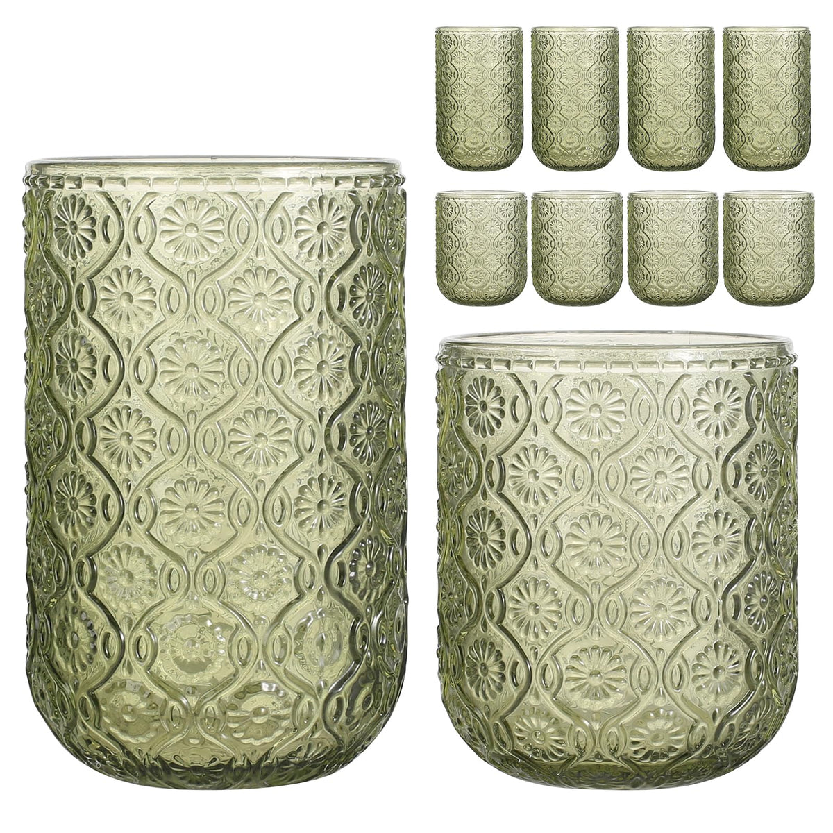WeirdUncle alto-vaso 14oz: vaso de vidrio verde begonia, ideal para cócteles.