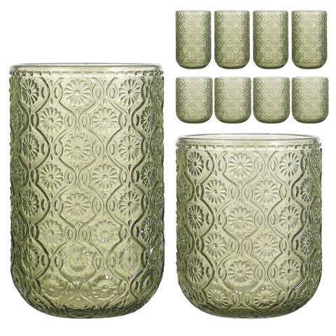 WeirdUncle alto-vaso 14oz: vaso de vidrio verde begonia, ideal para cócteles.