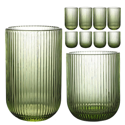 Vasos altos WeirdUncle acanalados verde para bebidas variadas
