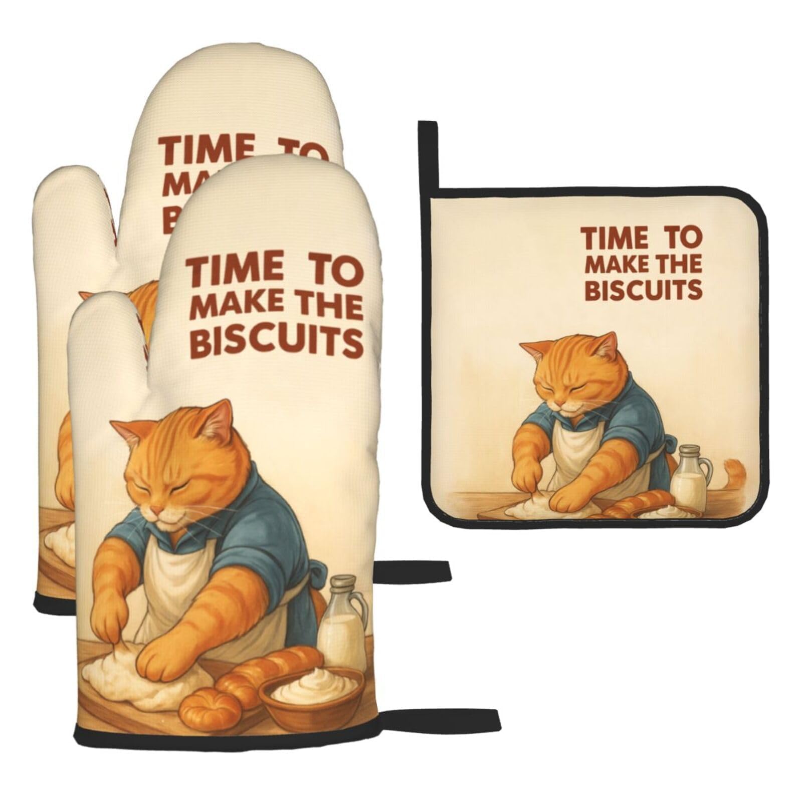 Manoplas Weiscode gato naranja con diseño divertido para cocinar