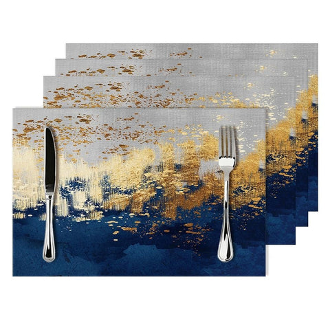 Weiscode manteles individuales salpicado azul marino dorado protegen la mesa durante comidas
