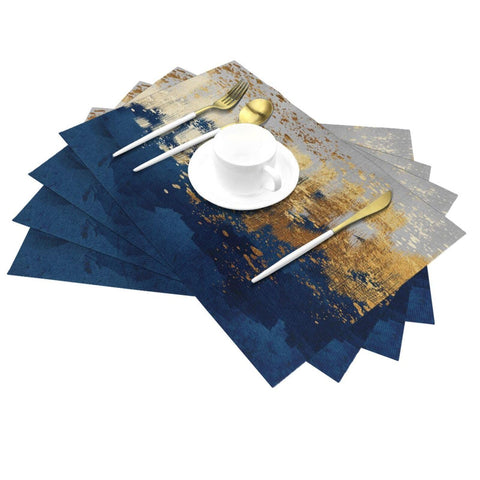Weiscode mantel individual salpicado azul marino dorado ideal para cenas elegantes