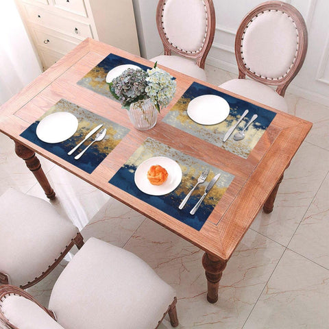 Weiscode mantel decorativo salpicado azul marino dorado para mesa de comedor