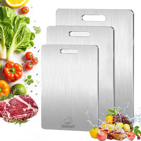 Wekayli tabla de corte grande en acero inoxidable para carnes y verduras