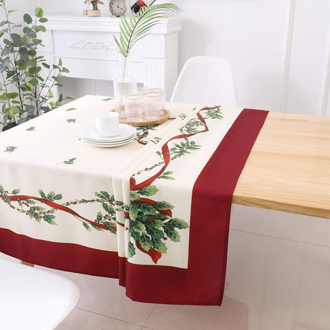 Mantel Wekwch hojas navideñas reverso, textura antideslizante para comidas.