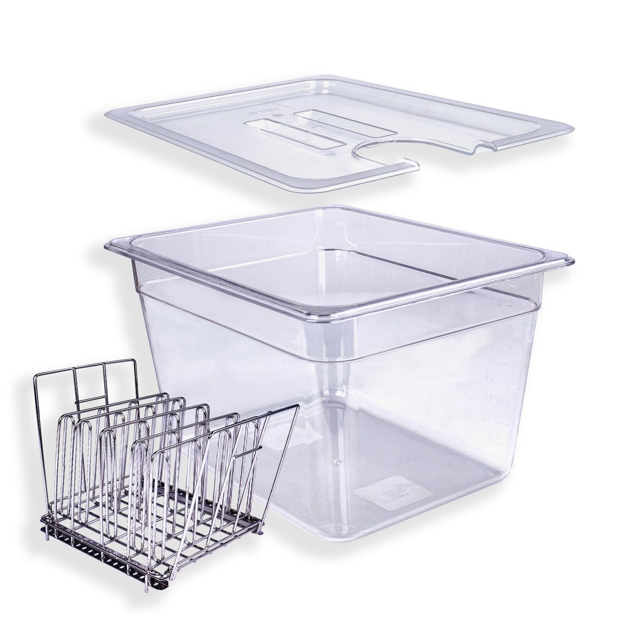 Welkor contenedor sous-vide 12qt con tapa transparente para cocción precisa.