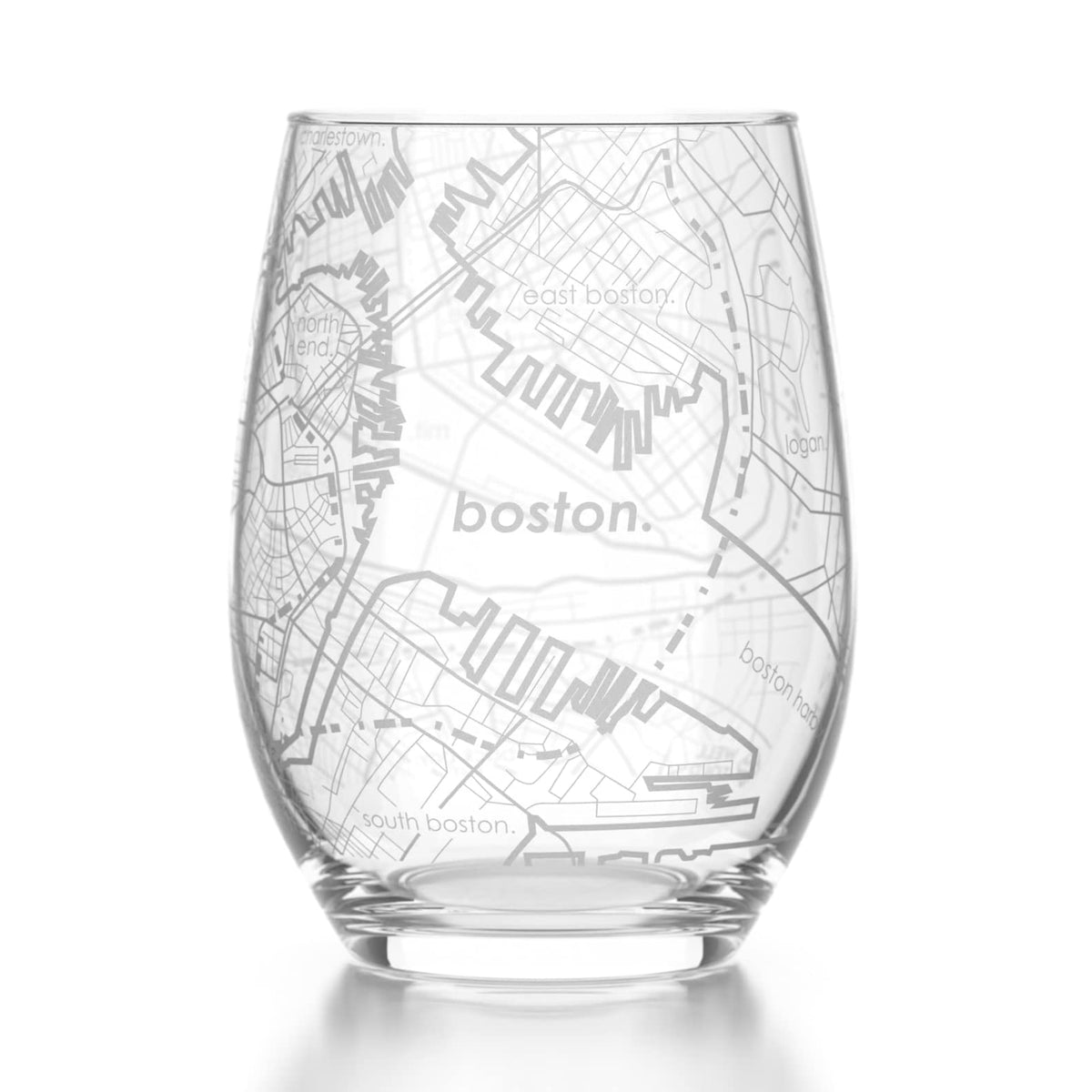 Well Told vaso con mapa de Boston grabado, ideal para conmemorar viajes y lugares favoritos.