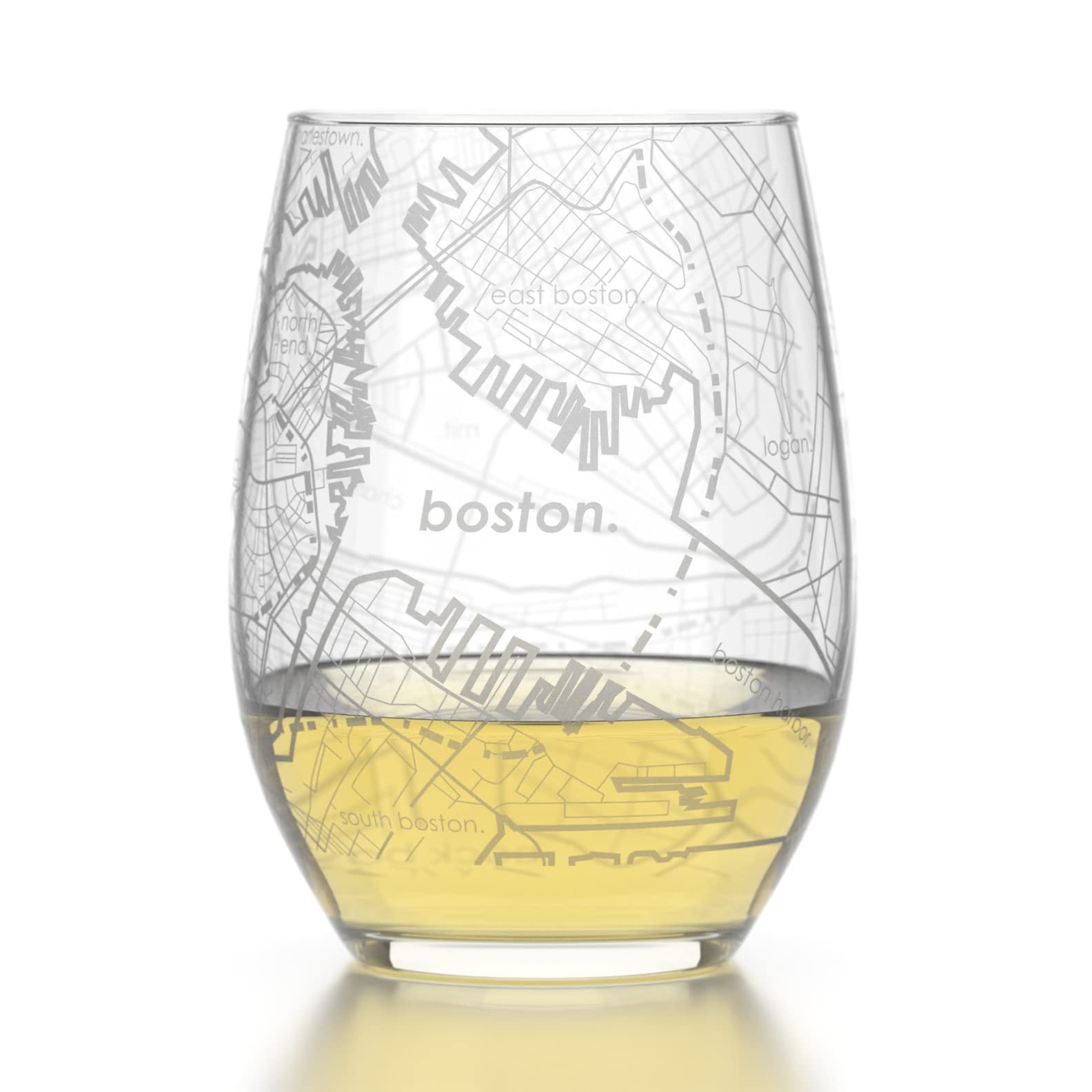 Well Told vaso de vino con mapa urbano, ideal para reuniones memorables.