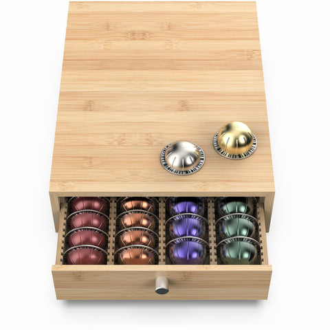 Well Weng cajón de cápsulas de bambú para Vertuo, organización elegante y práctica.